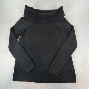 GAP Black Cowl Neck Off Shoulder Knit Sweater Womens Small Cotton Blend